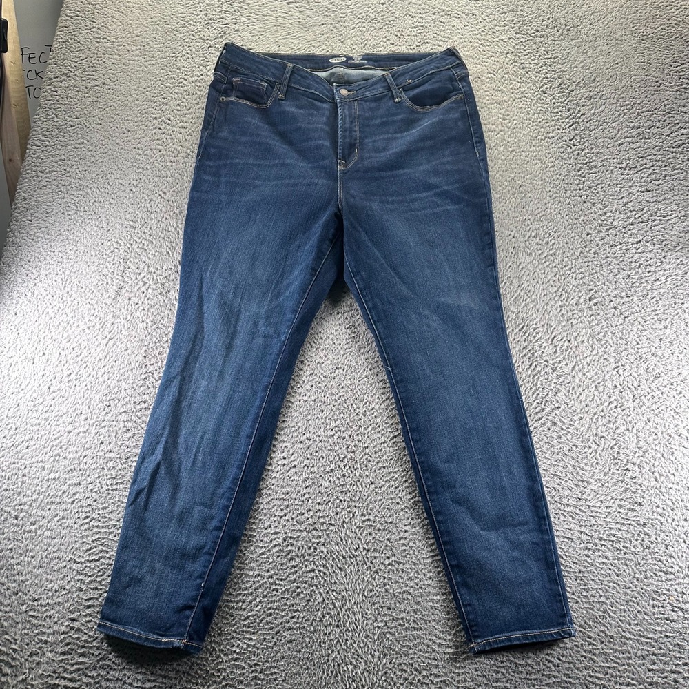 Old Navy Rockstar Jeans Womens 16 Blue Cotton Denim Skinny Leg High Rise Stretch